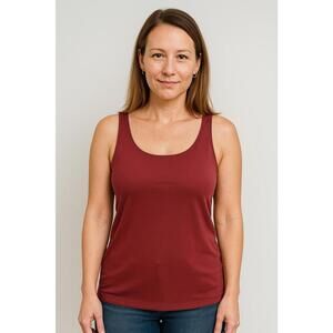 Eileen Fisher tank xxs burnt orange red tencel lyocell minimalist layering fall
